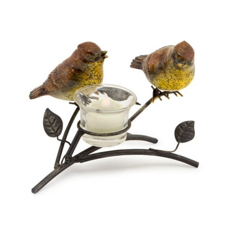 UPC 762152817188 product image for Set of 4 Brown and Yellow Decorative Birds on a Brown Branch with a Tea Light  | upcitemdb.com