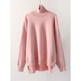 thumbnail image 2 of Chandails à Col Roulé d'Automne Chauds pour Femmes Surdimensionnés Pull Rose Uni Chandail pour Femmes avec Côtés Fendus Chandails Surdimensionnés Femme FJH, 2 of 4