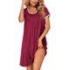 thumbnail image 3 of Ekouaer Women's Nightgown Short Sleeve Sleepwear Comfy Sleepshirts Pleated Scoopneck Nightshirt S-XXXL, 3 of 5