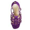 thumbnail image 2 of YDN Women Studded Open Toe Gladiator Sandals T-Strap Stiletto High Heel Zipper Sandals Prom Dress Daily Shoes Size 7 Purple, 2 of 4