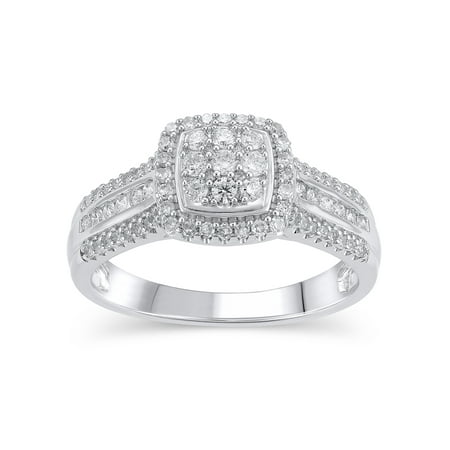 Brilliance Fine Jewelry 1/2 CT Composite Lab Grown Diamond Women Engagement Ring Sterling Silver
