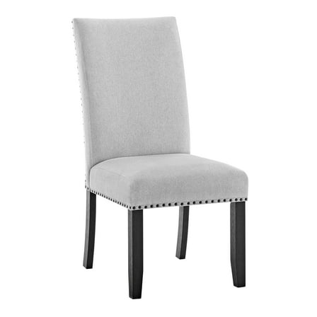 Modern Look 2pc Light Gray Finish Side Chair Fabric Full Back Upholstered Seat Nailhead Trim Accent Dining Room Wooden Furniture