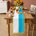 thumbnail image 2 of Modern Blue Gold Table Runner - 48 Inch Long Minimalist Geometric Yellow Striped Cotton and Linen Blended Dress Scarves Farmhouse Table Runner for Kitchen Dining, Coffee Table, 13" x 48", 2 of 8