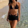 thumbnail image 4 of UTSJKR Women's Trendy 3 Piece Bikini Swim Set, Premium Fabric Tie Design Bathing Suit, Holiday Vacation Beachwear Black XL, 4 of 8