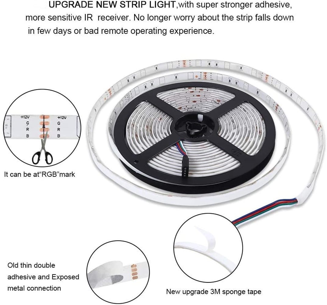 LED Strip Lights, 50ft Lights Strip 900 LEDs RGB Strip Music Sync Color  Changing APP Bluetooth Control/Remote, Waterproof LED Lights for Bedroom,  Party and Home Decoration - Walmart.com