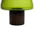 thumbnail image 5 of Northlight Transparent Glass Candle Holder with Wooden Base - 9.75" - Olive Green, 5 of 7
