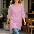 thumbnail image 5 of Bosfbaoi Plus Size Tunic Tops for Women Notched V Neck 3/4 Sleeve Loose Casual Blouse with Side Pockets, 5 of 7