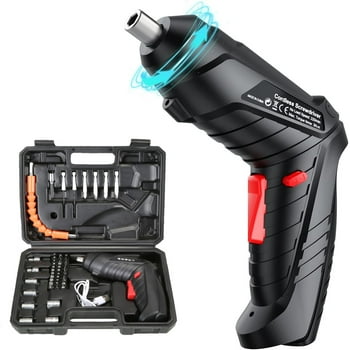 Cordless Screwdriver Set, Electric Screwdriver USB Rechargeable Power Screwdriver, Rotating Handle, LED Light, 45PCS Drill/Driver Accessories