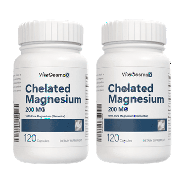 2Pack VitaCosmoX Chelated Magnesium Bisglycinate 120 Vegetable Capsules