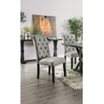 thumbnail image 2 of 2pcs Dining Chairs Light Grey Linen Like Fabric Antique Black Solid wood Scroll Back Tufted Cushion Side Chairs Dining Room, 2 of 8