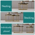 thumbnail image 5 of 27.56" Nesting Round Coffee Tables Set of 2, Marble Pattern Wood Top with Sturdy Metal Frame, Side End Tables for Living Room Bedroom Balcony Yard, Black & Gold, 5 of 9