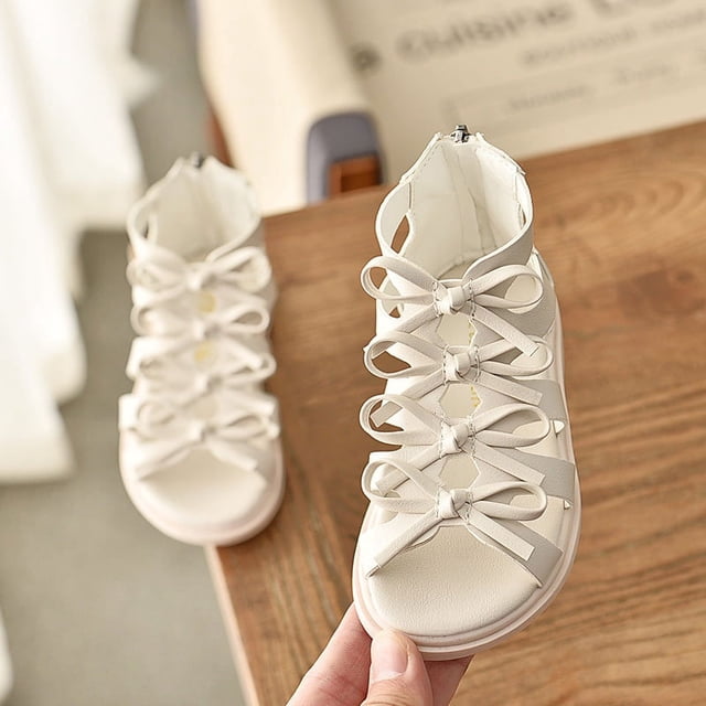 Sandalias para niñas, zapatos romanos de cuero suave, sandalias para niños de estilo coreano, zapatos de princesa, sandalias de bebé de moda de verano