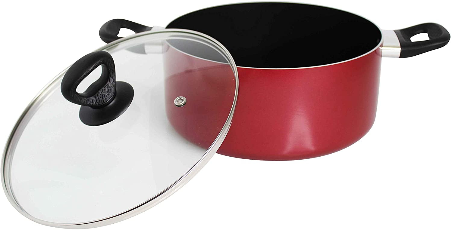  Mirro A796SA Get A Grip Aluminum Nonstick Cookware Set, 10-Piece,  Red