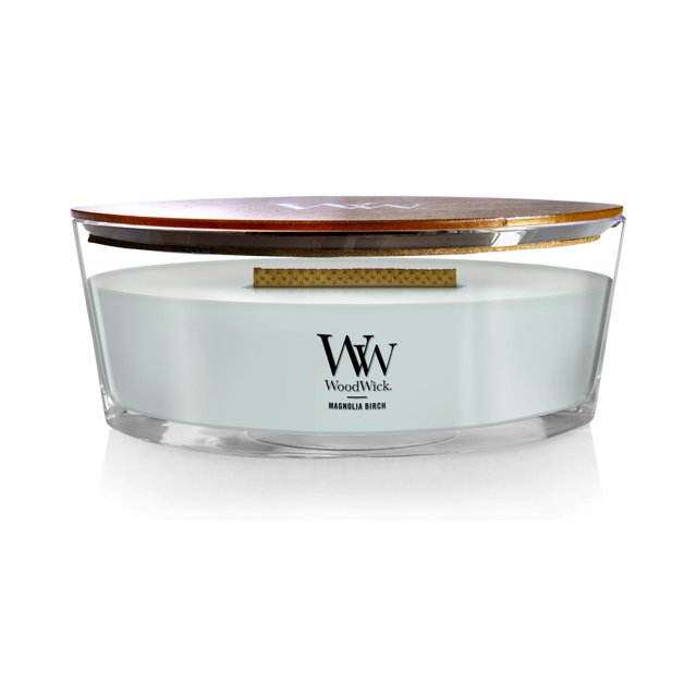 Candle WoodWick, elipse con aroma a abedul y magnolia, 470 ml