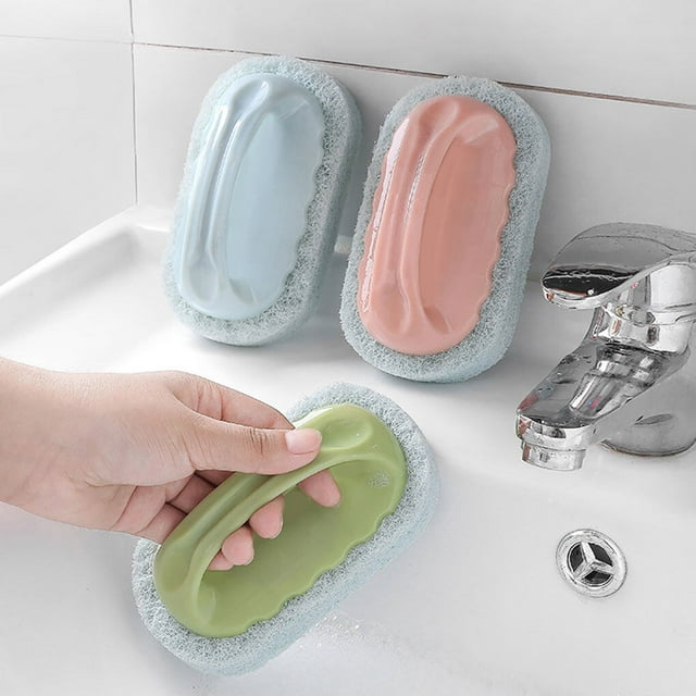 pitrice Sponge Bursher Handle Cleaning Brush Kitchen Ware Bathroom Ceramic Cleaning Supplies Kitchen Clean Tools