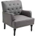 thumbnail image 6 of Mid-Century PU Leather Accent Chair, Living Room Lounge Sofa Chair with Black Painted Rubber Wood Feet, Single Club Armchair with Rivet Trim for Bedroom Home Reception, 6 of 7