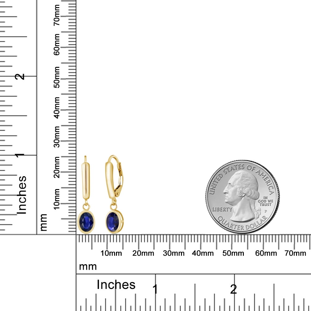 Gem Stone King 14K Yellow Gold Blue Sapphire Earrings for Women | 2.00 Cttw | Gemstone Birthstone | Oval 7X5MM | Fine Jewelry Gifts for Women Mom Wife Her
