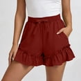 thumbnail image 2 of Plus Size Women's Elastic Waist Solid Color Skorts with Pockets, Shorts for Women, Summer Casual Shorts with Bow-Knot, Lightweight Outdoor Athletic Gym | UKHCCC,Wine 2XL, 2 of 8