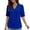 Blue Shirts, variant on CAIVO Women Summer Short Sleeve Shirt Fashion Hollow Out Blouse With Pocket V-Neck Casual Boho Solid Color Back To School Tops