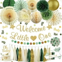Sage Green Baby Shower Decorations, Baby Shower Decoration Neutral for Girl Boy paper lantern Paper Fans Cake Topper Tissue Paper Pom Poms Gender Neutral Decorations