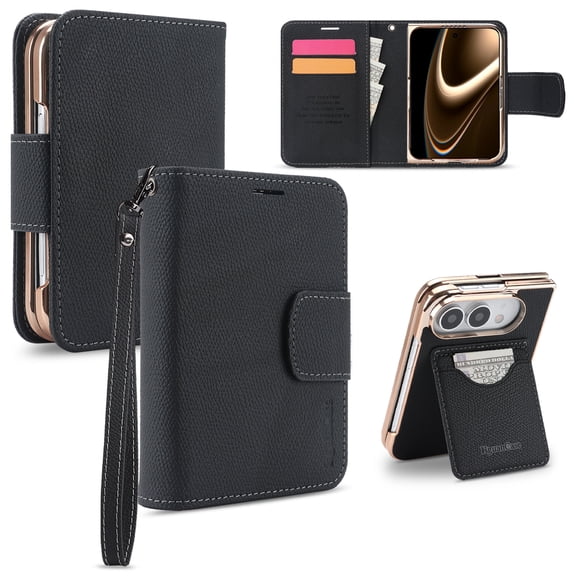 Decase Folding Phone Case for Apple iPhone Ultra, 2-in-1 Detachable Magnetic Wallet Folio PU Leather Cover with RFID Blocking Card Cash Slots Kickstand, Black