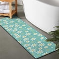 thumbnail image 2 of Turquoise Daisy Flower Yellow Centers Pattern Bathroom Rugs Mat,Non Slip Microfiber Bathroom Rug,Rubber Backing,Soft Bathroom Mats for Bathroom Floor,Tub and Shower,47x17in(120x43cm), 2 of 5