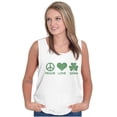 thumbnail image 4 of Peace Love Irish St Pattys Day Clover Tank Top Tee Shirt Women Brisco Brands X, 4 of 5