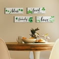 thumbnail image 5 of 4 Pcs Green Clover Wooden Wall Sign, Family Food Bless Love Wooden Wall Decor Inspirational Wall Art Plant Print Wood Wall Art for Living Room Bathroom, 3.94×11.81 Inch, 5 of 7
