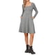 thumbnail image 1 of Vestidos de Otoño de Cuello Cuadrado para Mujeres, Vestido de Punto de Manga Larga en Línea A con Bolsillos, Gris M, 1 of 6