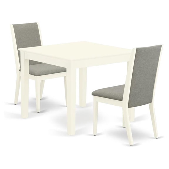 East West Furniture Oxford 3-piece Wood Dining Set in Linen White/Shitake
