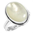 thumbnail image 1 of 925 Silver Ring For Women - Teens White Natural Mother Of Pearl Stone Silver Ring Size 11.5 April Birthstone Elegant Silver Ring Size 11.5 Gift For Mom On Mothers' Day 925 Gemstone Silver Jewelry, 1 of 5