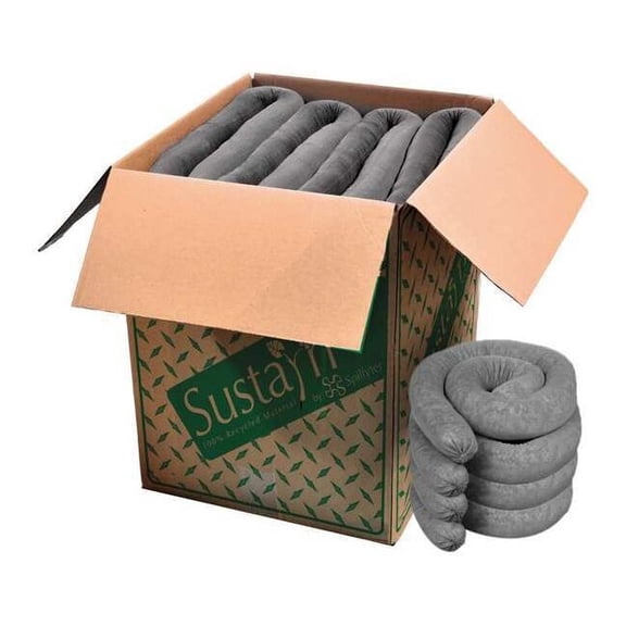 Sorbent Sock, 44 gal, 3 in x 48 in, Universal, Gray, 40 PK G-34