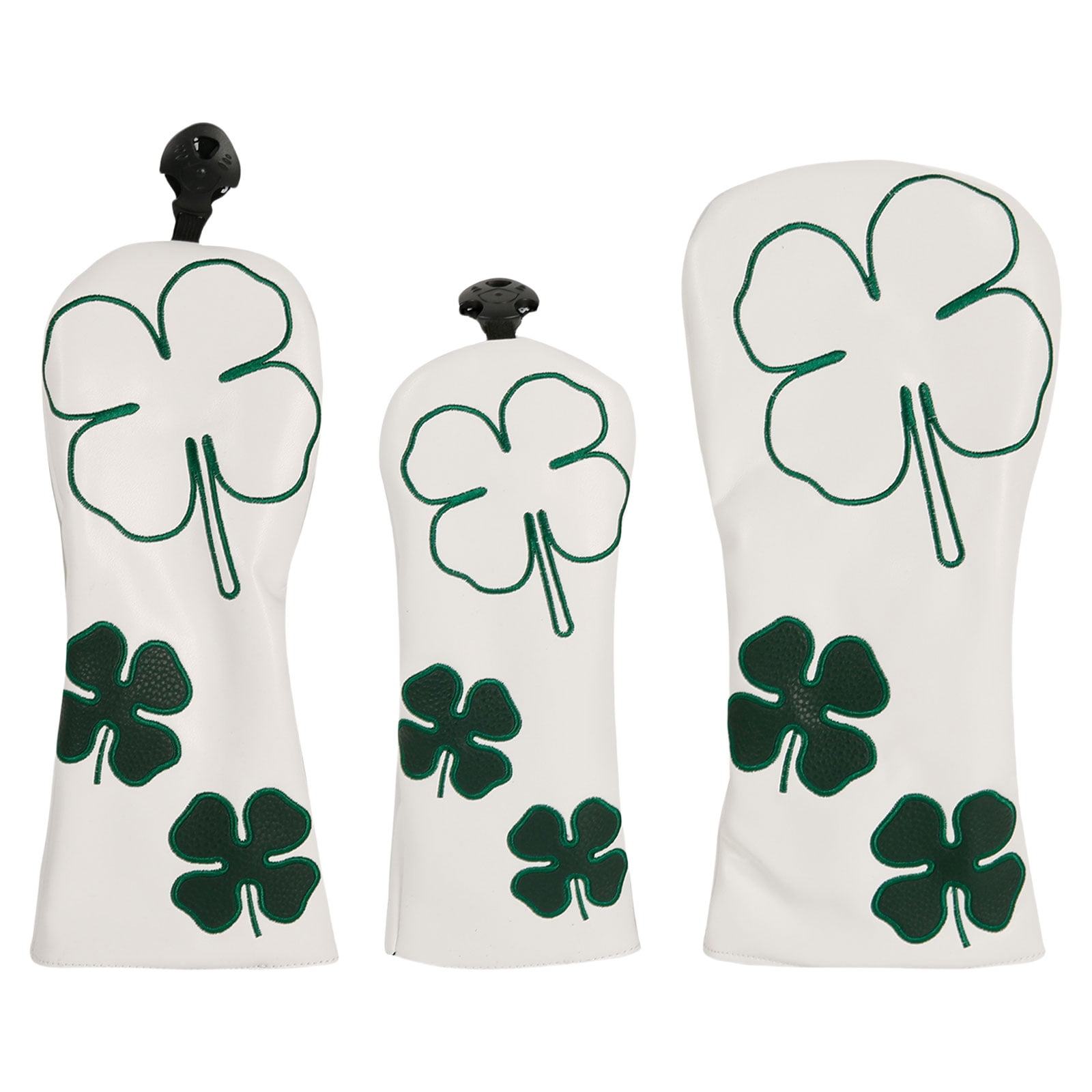 BIBABLYKE 3Pcs Leaf Pattern Fairway Wood Headcover Waterproofs PU Leather Golfs Club Head Cover Replacement Driver Headcover