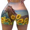 thumbnail image 2 of Honeii Horse Sunflowers Print Women's Workout Shorts, Gym Shorts for Active Wear, Sports Shorts,Women's Running Shorts,Quick Dry Athletic Shorts-X-Large, 2 of 8