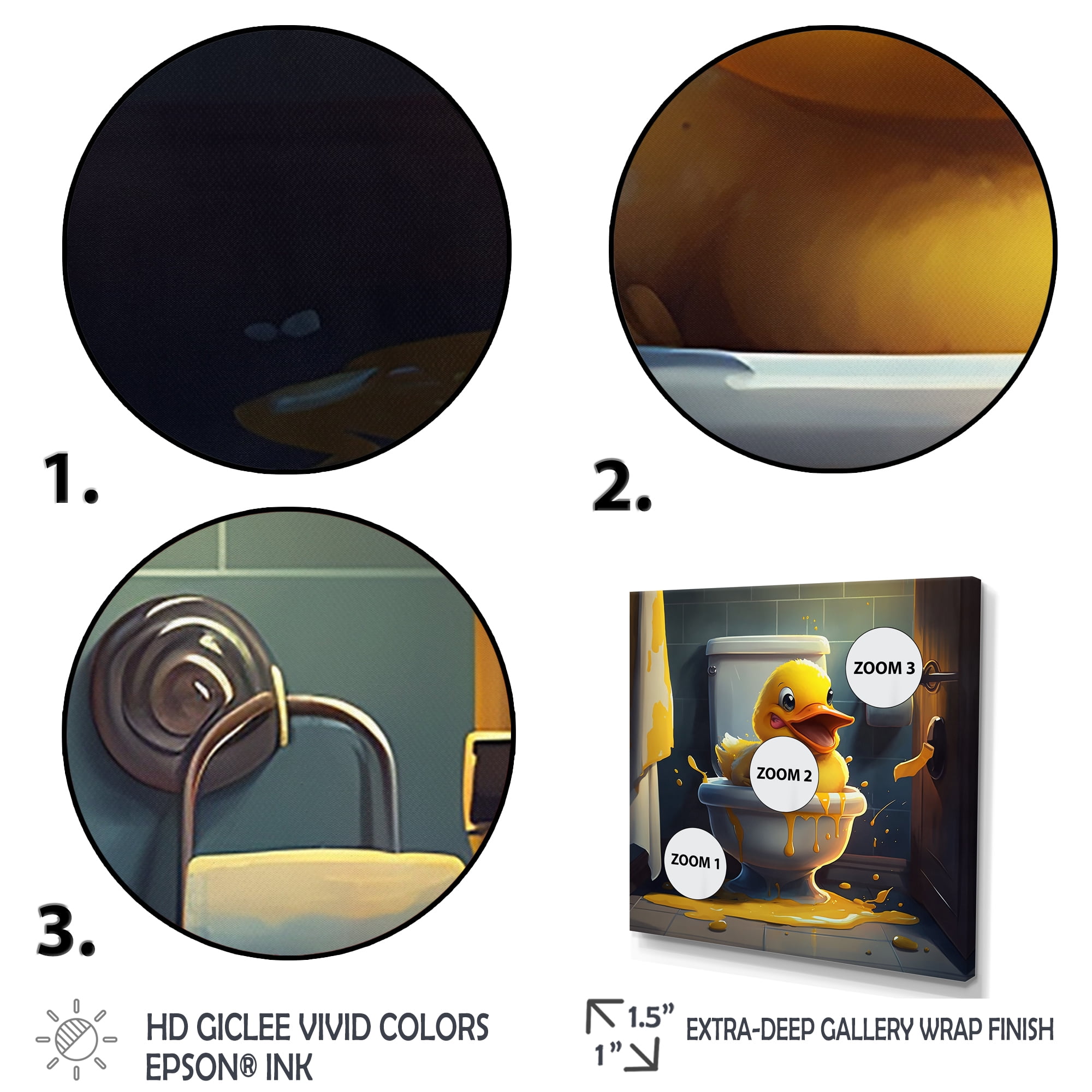 Designart Funny Duckling Missed The Toilet II Canvas Wall Art