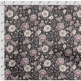 thumbnail image 4 of Soimoi Chinese Floral Printed, Japan Crepe SatinFabric, by The Yard 54 Inch Wide, Decorative Sewing Fabric for Dresses Kimonos Gowns, Grey & Purple, 4 of 5