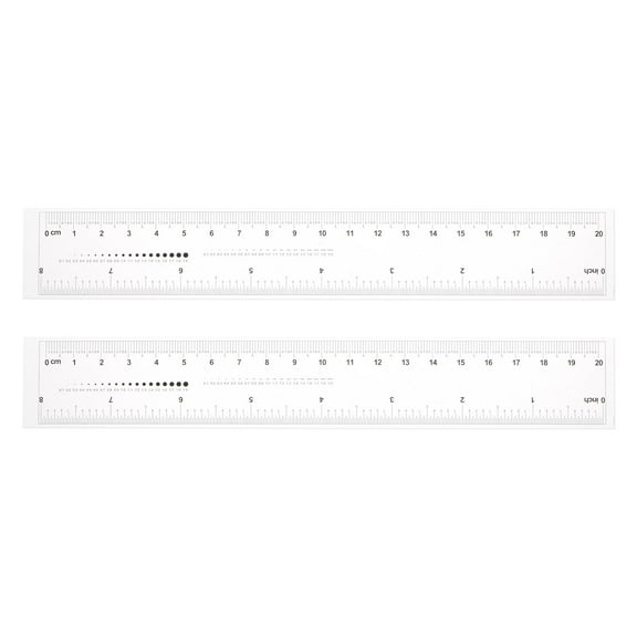 Flexible Ruler 8 Inch 1mm Scale PET Plastic Covered Film Straight Ruler, 2 Pieces