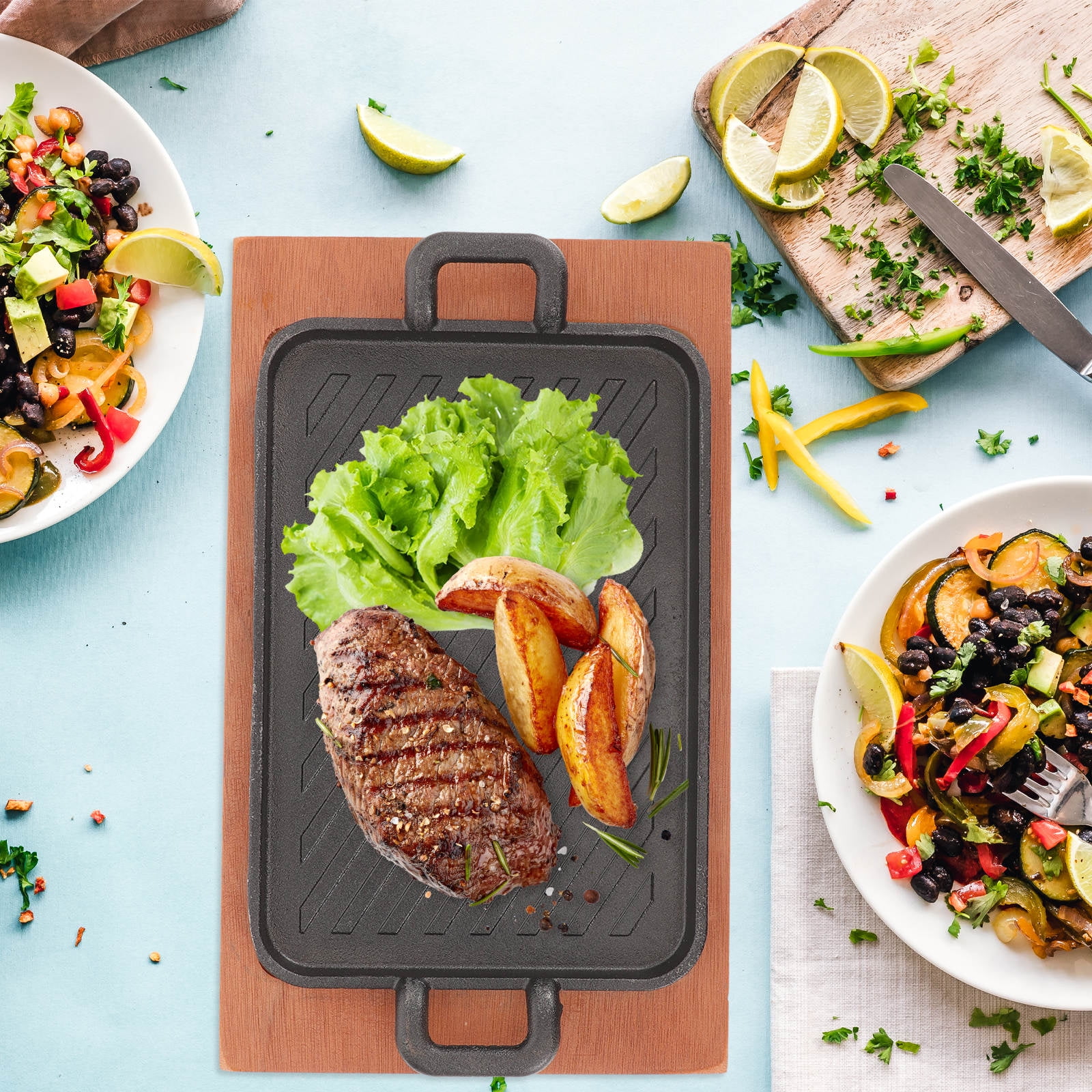 HOOWIFFY Cast Iron Griddle for Kitchen Cooking, Non-Stick , Even Heating, Assorted Colors, Ideal for Stovetop and Grill