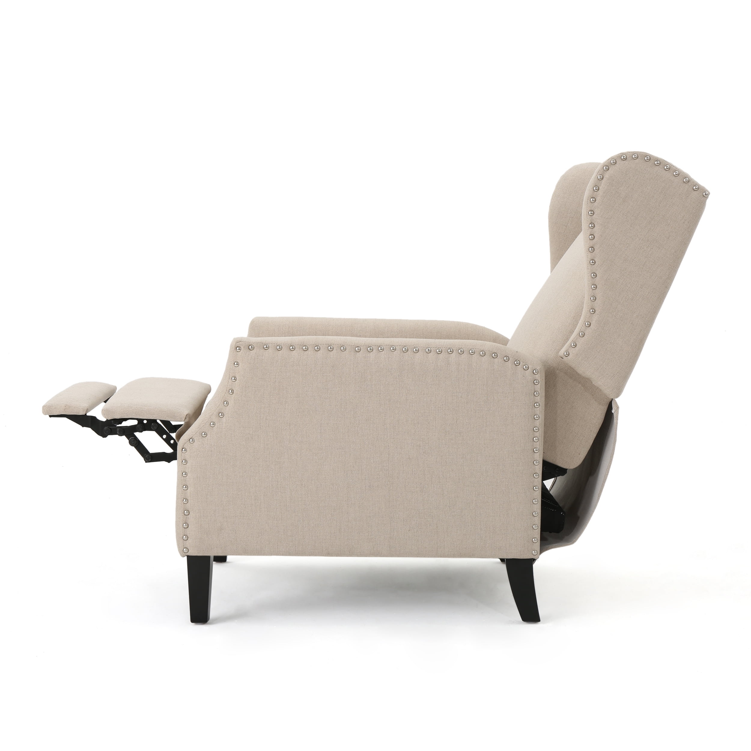 Noble House Allan Traditional Wheat Fabric Recliner Wingback Chair, Beige