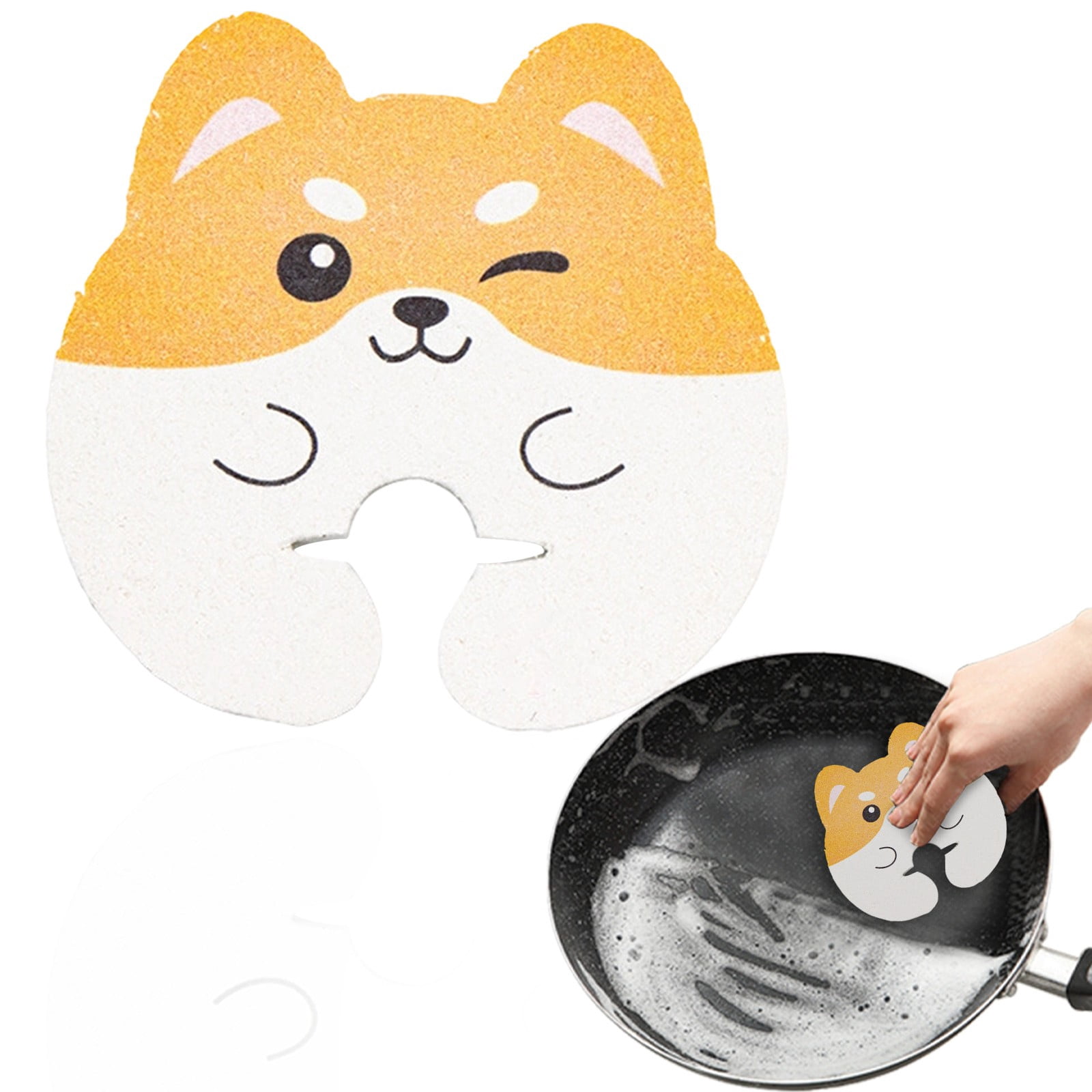 Cute Kitchen Sponge, 3.27x3.39 Inch Non Scratch Dishwashing Scrub with ...