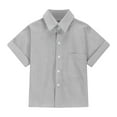thumbnail image 3 of Hiijoy Big Girls Cotton Linen Button Up Shirt Solid Color Short Sleeve Loose Shirt, 3 of 5