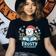 thumbnail image 3 of Frosty the Bookworm Shirt | Cute Snowman Reading Holiday Tee, Dark Heather, Size XL, 3 of 6