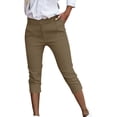 thumbnail image 2 of VBVC Women's Stretchy Capri Pants,Business Dressy Work Pants For Women,Ladies Pull-On Cropped Trousers with Pockets,Khaki,S-2XL, 2 of 10