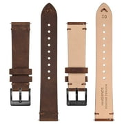 BISONSTRAP Distressed Leather Watch Strap, Watch Replacement Bands for Men, Quick Release Spring Bars, 22mm, Coffee Brown (Black Buckle)
