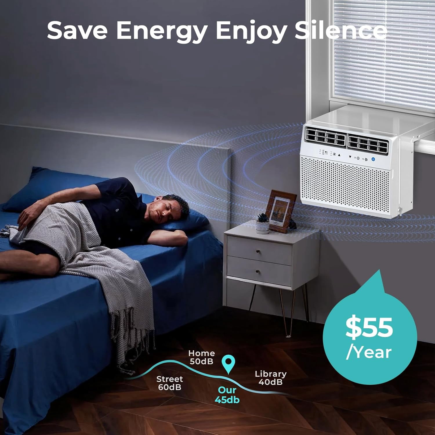 FREE VILLAGE 12,000 BTU U-Shaped Window Air Conditioner Unit Cools up to 550 Sq.Ft.with 6 Modes 24H Timer,Ultra Quiet Window AC Units with Full Window View,Energy Saving,Easy to Install,Black
