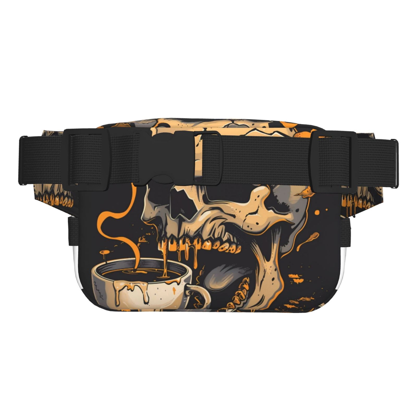 Hirioo Grim Coffee Skull for Double Layer Waist Bag Adjustable Fanny Pack For Travel Running Hiking