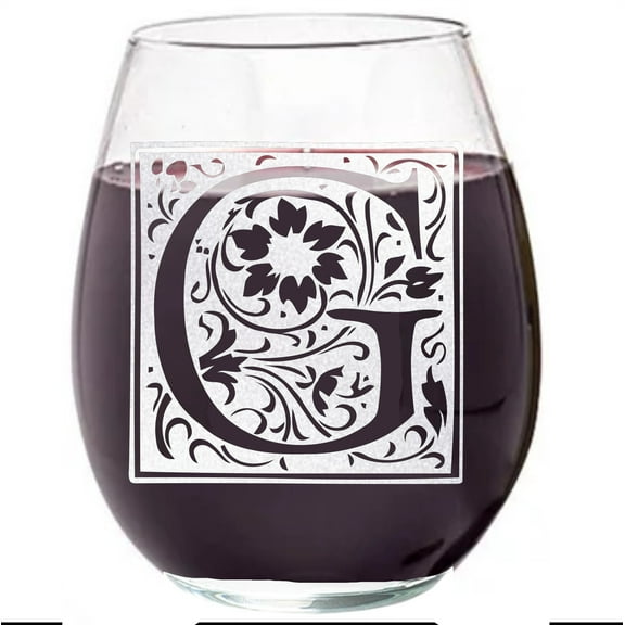 Wear The Logo 15.25 Oz. Clear Letter G Square Monogram Stemless Wine Glass