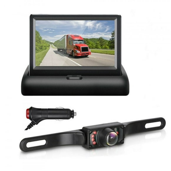Car Backup Camera Reverse Rear View Camera with 4.3 Inch Foldable Monitor HD 170° Wide Angle Black