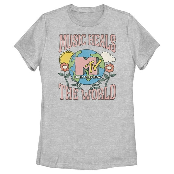 Women's MTV Music Heals the World  Graphic Tee Athletic Heather 2X Large