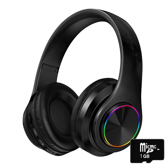 Wireless Bluetooth Headphones, Over-Ear with RGB Lighting, Long Battery Life & Low Latency for Gaming and Music